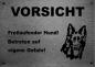 Preview: Edelstahl Hundeschild Altdeutscher Schäferhund VORSICHT Freilaufender Hund! Betreten auf eigene Gefahr!